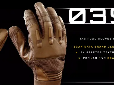 Tactical Gloves 039 Low-poly 3D model