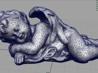 Angel statue of sleeping Low-poly 3D model
