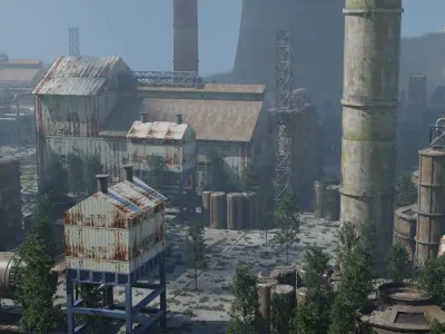 Forgotten Refineries Industrial Decay Kit 3D model