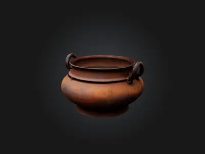 Rusted Iron Pot Low-poly 3D model