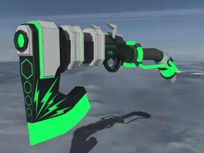 Axegun sci-fi axe Low-poly 3D model