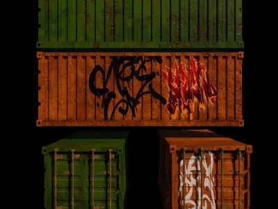 Grafity Painted Harbour Container Low-poly 3D model