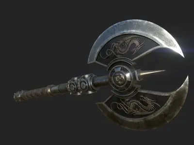 Medieval Axe 3D model 2