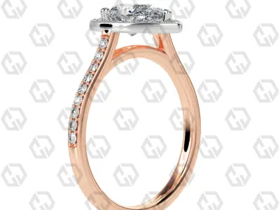 Ring 197 Pear Shape Cathedral Halo pave set with Gems 3D print model