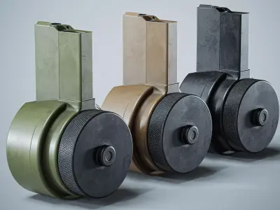 X Products X-91 50 Round Drum Magazine AR Low-poly 3D model purchase