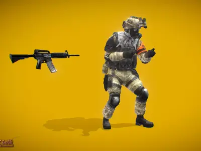 Battle Royale Soldier 1 Low-poly 3D model