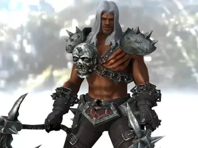 Barbarian 2 character in armor Low-poly 3D model