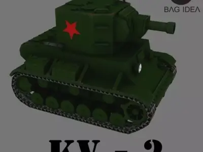 KV - 2 russian tank Low-poly 3D model