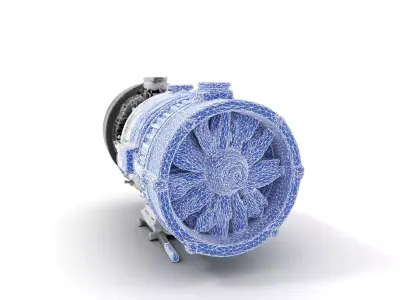 Silver Jet Engine model pack Low-poly 3D model