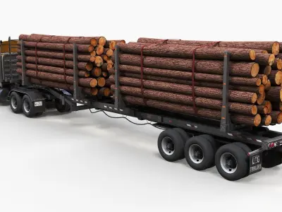 SuperLiner logger truck Low-poly 3D model