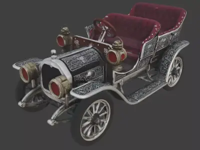 Gothic Skull Brass Era Car 3D Model Low-poly 3D model