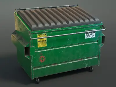 Dumpster garbage can on wheels Low-poly 3D model buy