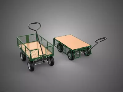 CONVERTIBLE MESH WAGON CART UTILITY TROLLEY WHEELBARROW TRAILER 3D model