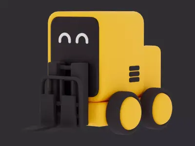 Cute Low Poly Forklift Character 3D model