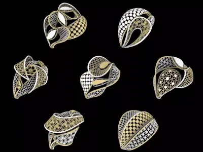 NEW 15 ULTRA LIGHT FUSION RINGS KV 01 TO 15 3D print model