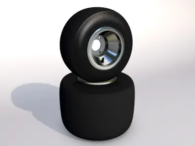 Karting wheels- Set of high-poly go-kart wheels- Tires and rims 3D model