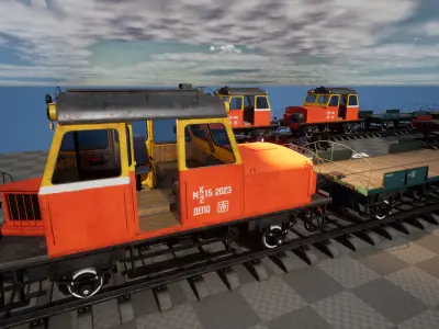 Railroad Trolley for UE4 Low-poly 3D model
