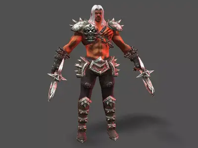 Barbarian 2 character in armor Low-poly 3D model