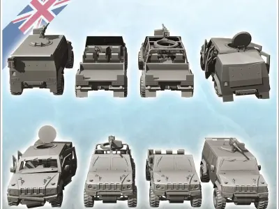 Set of British vehicles Iveco LMV Lince Panther CLV with differe 3D print model