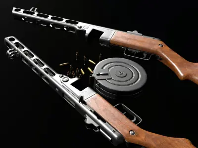 PPSH-41 Submachine Gun Low-poly 3D model get