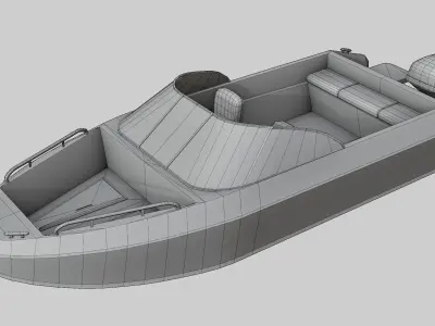 boat with motor low-poly game ready Low-poly 3D model