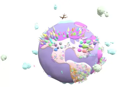 cartoon lowpoly earth planet 3D model