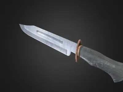 Stainless Stell Bowie Knife Low-poly 3D model