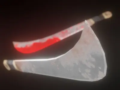 Machete Set bloody knife Low-poly 3D model