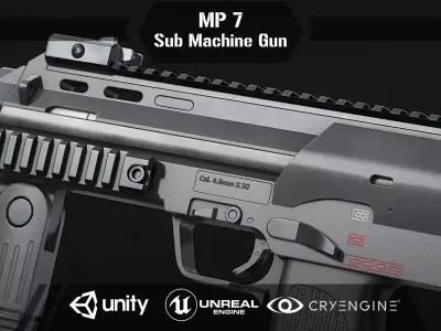 MP 7 Sub Machine Gun Low-poly 3D model