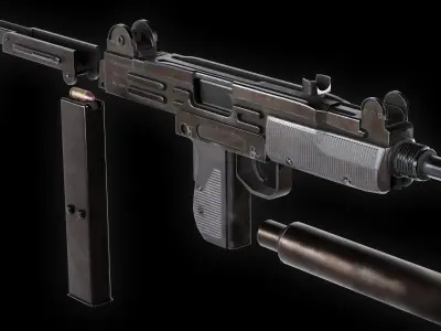 VR Ready UZI Low Poly Low-poly 3D model