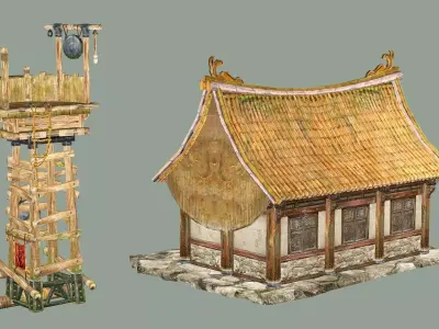 Japan Asian Medieval Hut C House 3D Model Low-poly 3D model