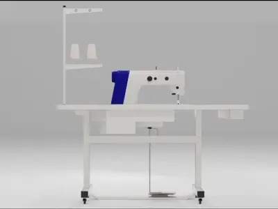 industrial low poly sewing machine Low-poly 3D model