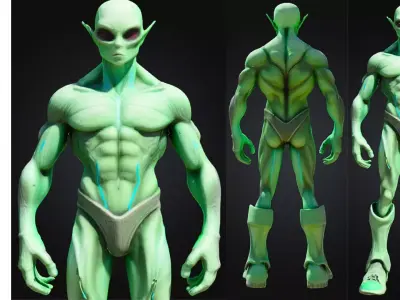 Alien Humanoid Games Sci Fi Low-poly 3D model