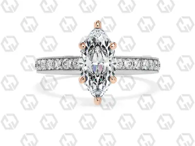 Ring 215 Marquise shape milgrain pave set with Gems 3D print model