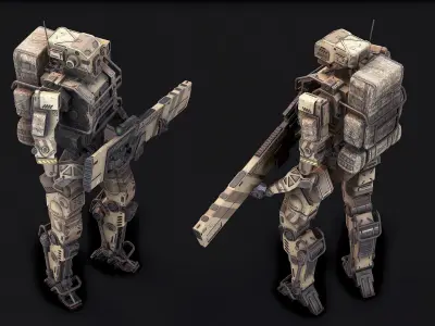 Robot Soldier low poly Low-poly 3D model