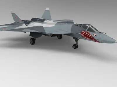 Sukhoi Su-57 Felon with Cockpit Low-poly 3D model