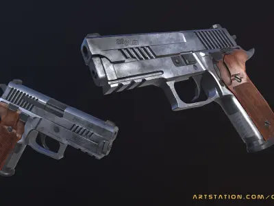 Sig Sauer P229 ASE 9mm Pistol Low-poly 3D model