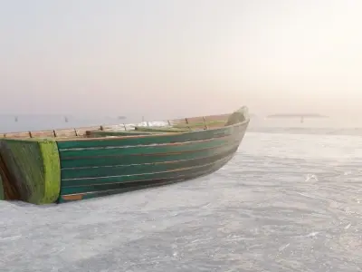 wooden boat Low-poly 3D model