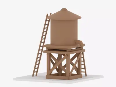 Farm Wooden Water Tower 3D model