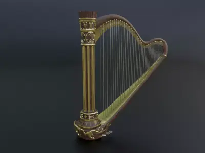 Gold Grand Harp 3D model