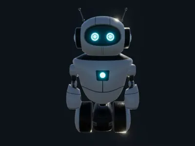 Cute Wheeled Robot Low-poly 3D model