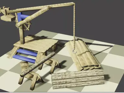 Sawmill Low-poly 3D model