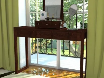 Antique dressing table mirror Low-poly 3D model