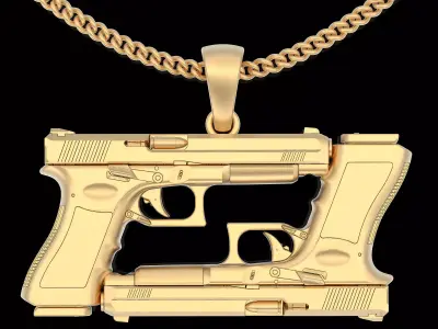 Gun Glock pendant silver gold printable jewelry 3D model 3D print model