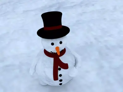 Snowman-2 snowman wearing top hat and scarf 3D model