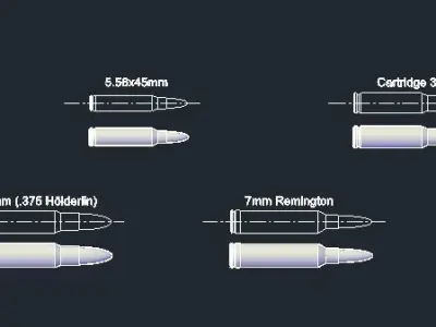 Bullet Set - 3D Model - AutoCAD Version Low-poly 3D model
