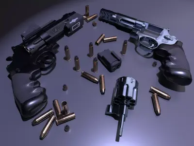 Revolver 357 Magnum Low-poly 3D model