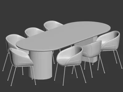 Dining Set rectangular table 3D model