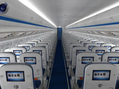 Airplane cabin 109 seats V2 3D model