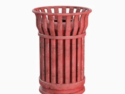 Steel Trash Can Set B Low-poly 3D model